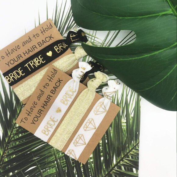 Bridesmaid Gift Hair Ties 11 Piece Set Elastic Black Bridal Party Favors